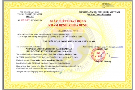 Giấy phép Hoạt động của chi nhánh 292 Huỳnh Văn Bánh